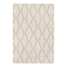 Tapis effet 3D tissé Wapiti poils longs L.120 x L.170cm blanc et gris GoodHome