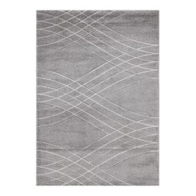 Tapis effet courbe moderne poils ras Vague 120x60 CM - Gris