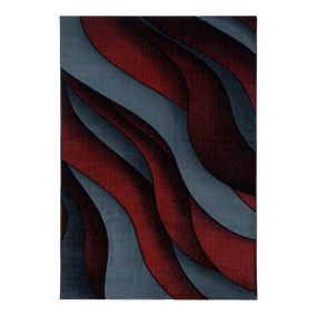 Tapis effet courbe moderne pour salon Chouette 150x80 CM - Rouge