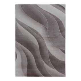 Tapis effet courbe moderne pour salon Chouette 200x140 CM - Marron