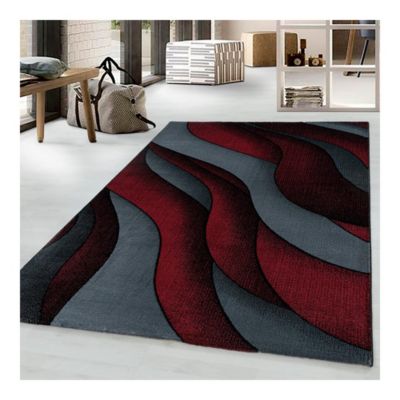 Tapis effet courbe moderne pour salon Chouette 200x140 CM - Rouge