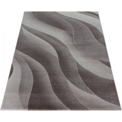 Tapis effet courbe moderne pour salon Chouette 290x200 CM - Marron