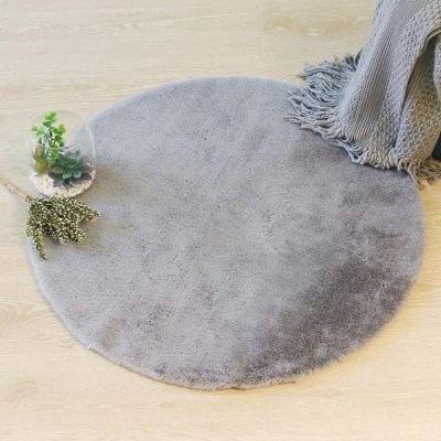 Tapis effet fourrure gris D80cm - Atmosphera Créateur d'intérieur