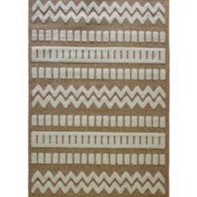 Tapis effet jute à motif géométrique en relief blanc 160x230