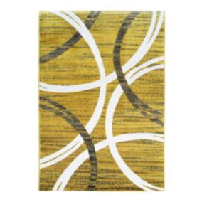 Tapis effet laineux motifs arches jaune et gris 160x230