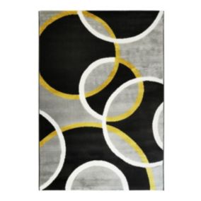 Tapis effet laineux motifs cercles gris 160x230