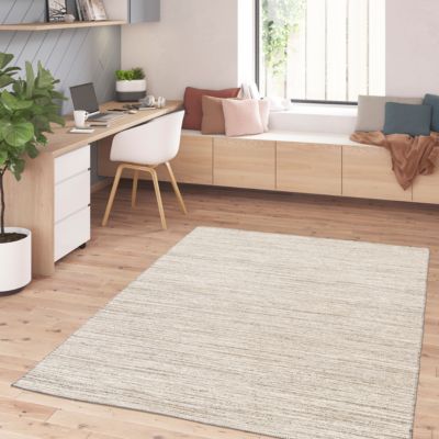 Tapis effet tissé Azusa GoodHome tissage à plat L.120 x L.170cm crème et naturel