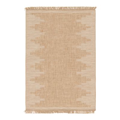 Tapis effet tissé Boyoz GoodHome tissage à plat L.120 x L.170cm naturel et blanc