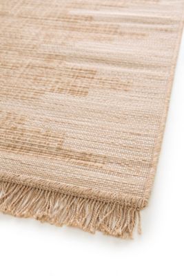 Tapis effet tissé Boyoz GoodHome tissage à plat L.120 x L.170cm naturel et blanc