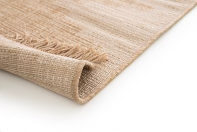 Tapis effet tissé Boyoz GoodHome tissage à plat L.120 x L.170cm naturel et blanc