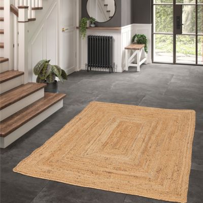 Tapis effet tissé Melua GoodHome tissage à plat L.160 x L.230cm naturel