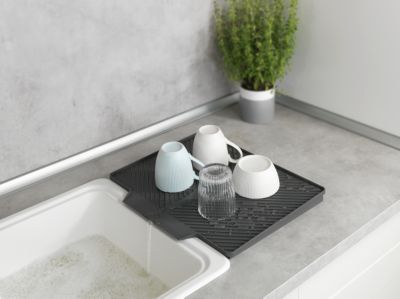 Tapis D'égouttage De Vaisselle - Silicone - Gris Clair - 30x40 Cm - Antidérapant - Facile à Nettoyer - Maison