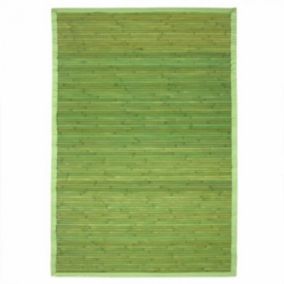 Tapis en bambou larges lattes et ganse vert 160x230