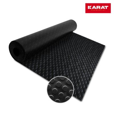 Tapis en caoutchouc Bouton plat Noir 120 x 350 cm