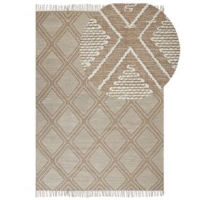 Tapis en coton 140 x 200 cm beige et blanc KACEM