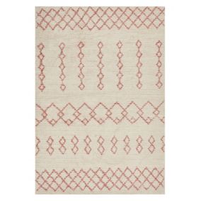 Tapis en coton 140 x 200 cm beige et rose BUXAR