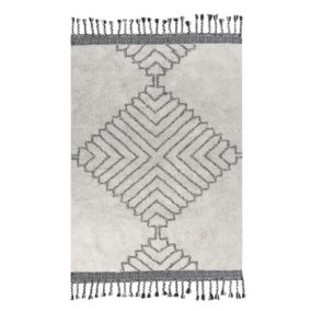 Tapis en coton 140 x 200 cm blanc et noir ERAY