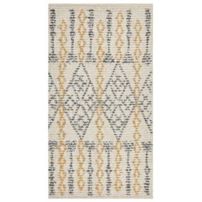 Tapis en coton 80 x 150 cm beige et jaune KADAPA