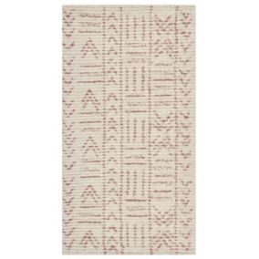 Tapis en coton 80 x 150 cm beige et rose EDIRNE