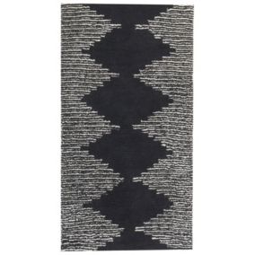 Tapis en coton 80 x 150 cm noir et blanc BATHINDA