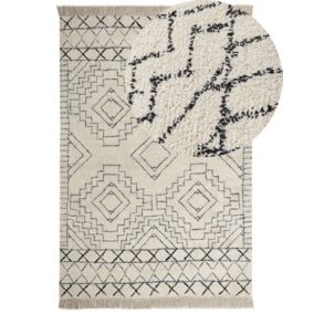 Tapis en coton beige et noir 160 x 230 cm ZEYNE