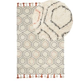 Tapis en coton beige et orange 140 x 200 cm HAJIPUR