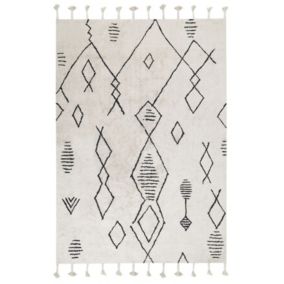 Tapis en coton blanc et noir 160 x 230 cm KEBIR