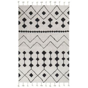 Tapis en coton blanc et noir 160 x 230 cm KHEMISSET