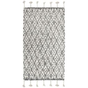 Tapis en coton blanc et noir 80 x 150 cm AGADIR