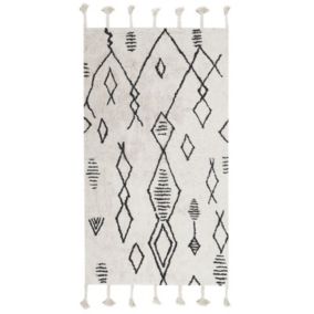 Tapis en coton blanc et noir 80 x 150 cm KEBIR