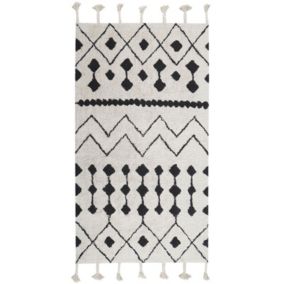 Tapis en coton blanc et noir 80 x 150 cm KHEMISSET