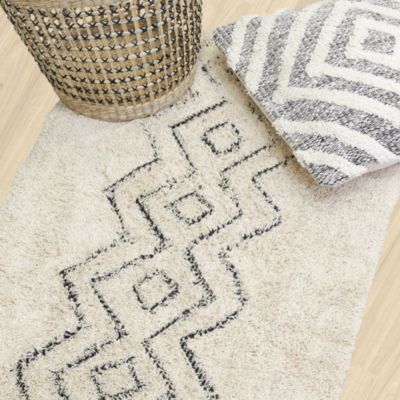 Tapis en coton  et noir 60x90 cm Graphique