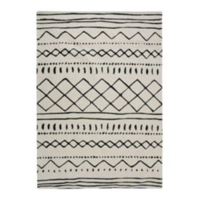 Tapis en coton ethnique naturel-noir 190x290