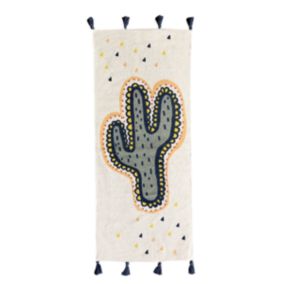 Tapis en coton imprimé blanc cactus