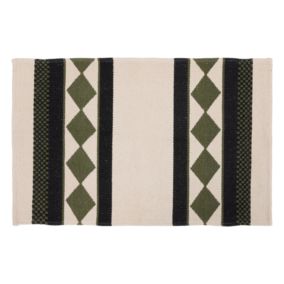 Tapis en coton à motifs géométriques (90x60 cm - Beige)