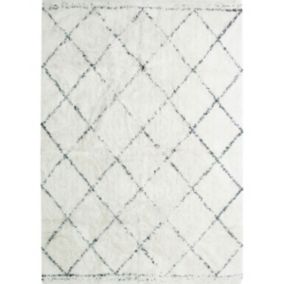 Tapis en coton motifs losanges écru naturel 160x230