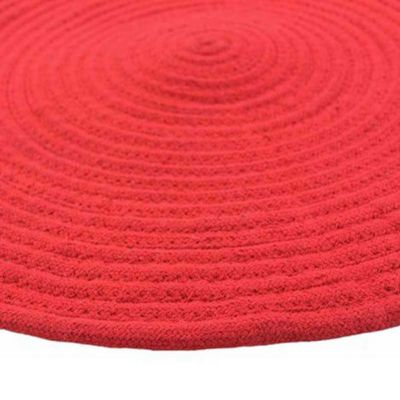 Tapis en coton réversible effet cordage rouge diam.70