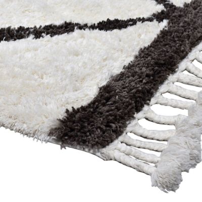 Tapis en coton tufté berbère Calà blanc et gris L.120 x l.170cm Deko&co