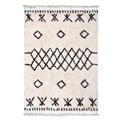 Tapis en coton tufté berbère Leia blanc et gris L.120 x l.170cm Deko&co