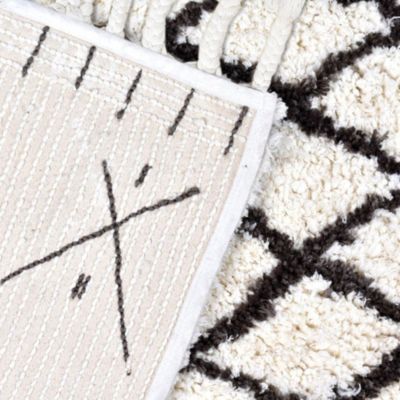 Tapis en coton tufté berbère Leia blanc et gris L.120 x l.170cm Deko&co