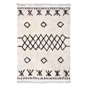Tapis en coton tufté berbère Leia blanc et gris L.230 x l.160cm Deko&co