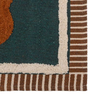 Tapis en coton "Vintage" 60x90cm bleu canard - Atmosphera