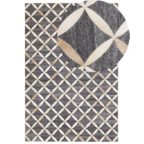 Tapis en cuir et tissu gris et beige 140 x 200 cm GENC