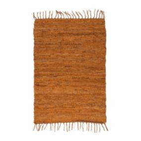 Tapis en cuir tressé orange 60x90