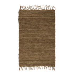 Tapis en cuir tressé taupe 60x90