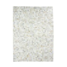 Tapis en cuirs recyclés motif mosaïque blanc 160x230