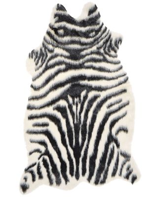 Tapis en fausse fourrure NAMBUNG Blanc Noir 60 x 90 cm