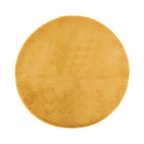 Tapis en Fourrure Ocre Extra Doux D 80 cm