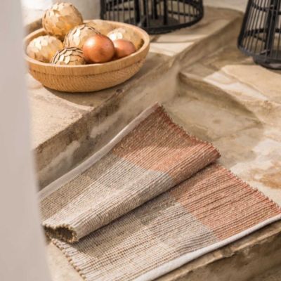 Tapis en jonc de mer et coton  terracotta Karan 60x90 cm