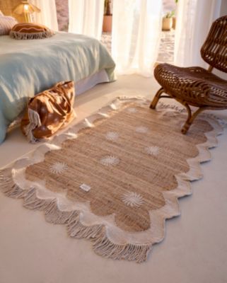 Tapis en jute beige avec franges 150 x 100 cm Maison Paloma x Castorama